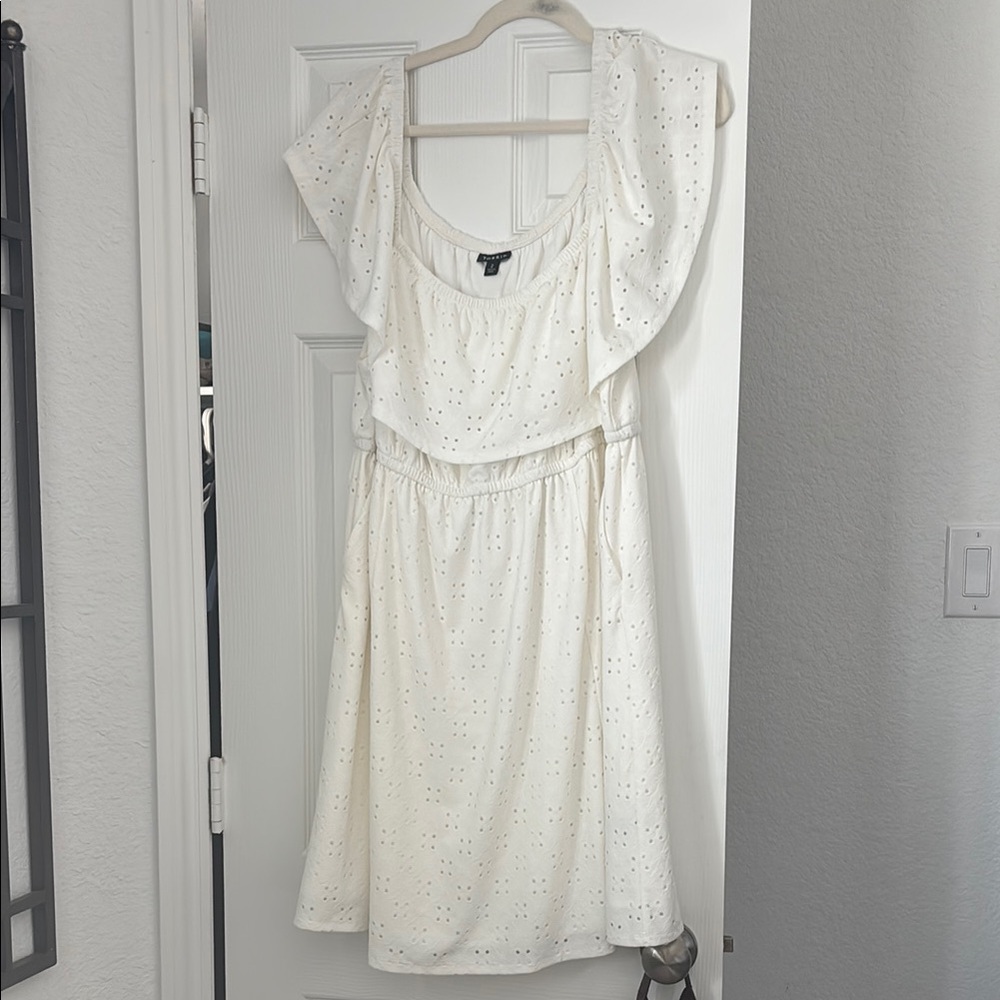Torrid White Ruffled Tie Front Sundress